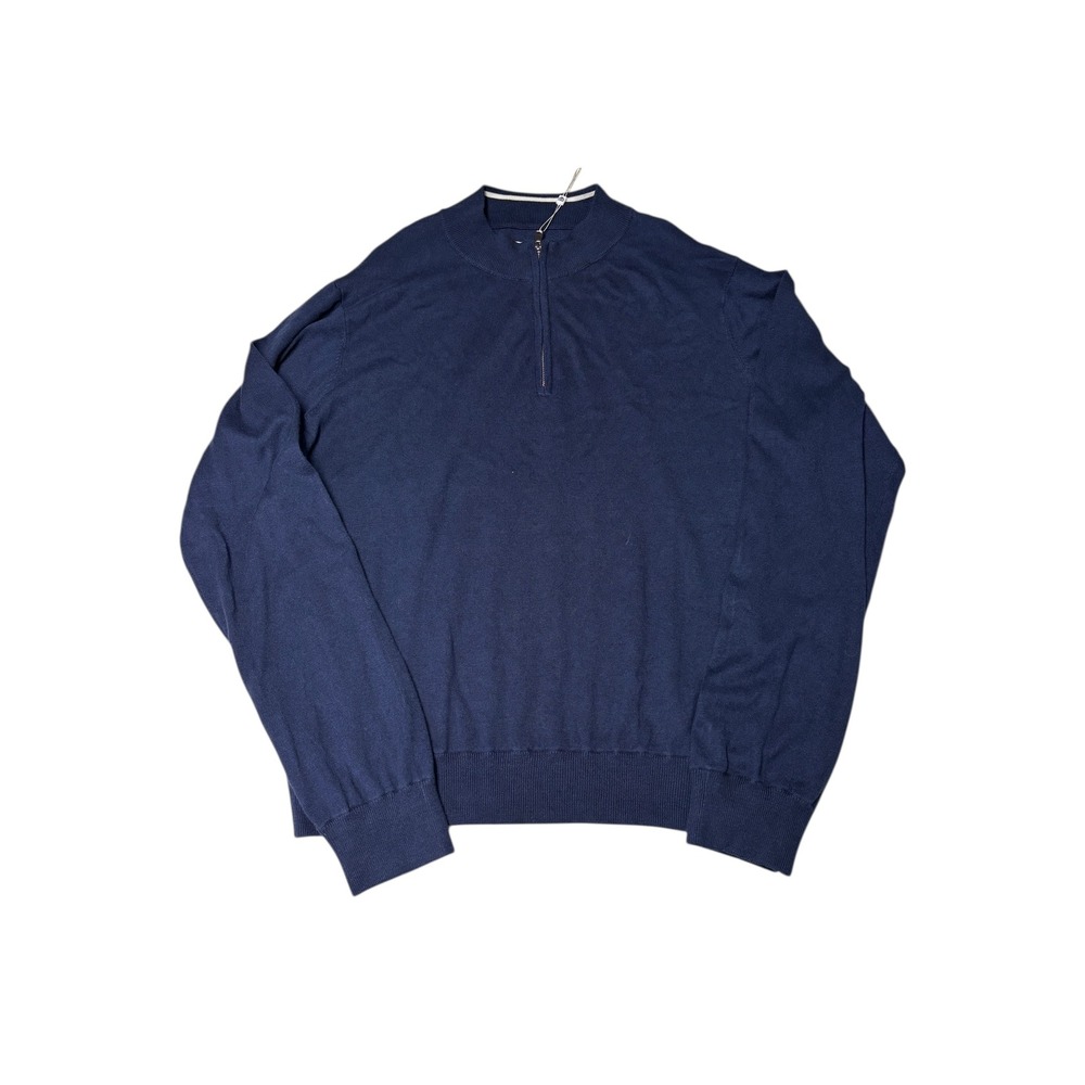 NWT Graham Luxe Fade 1/4‎ Zip Sweater Blue Depths XL Cotton Rayon Silk